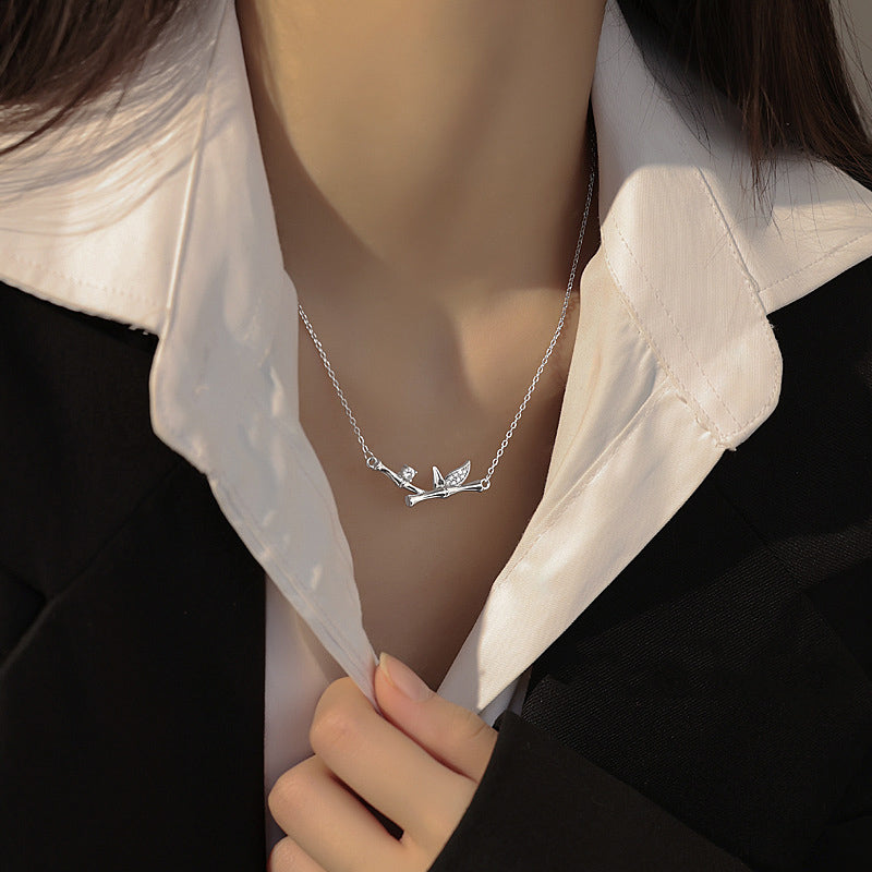 Buddha Stones Bamboo Leaf Design Copper Zircon Wealth Necklace Pendant - image 10