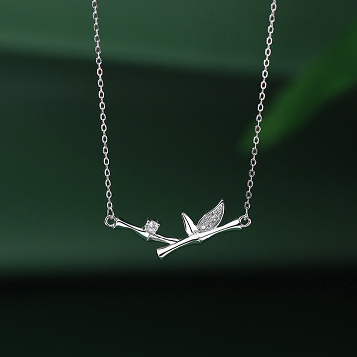 Buddha Stones Bamboo Leaf Design Copper Zircon Wealth Necklace Pendant - image 11