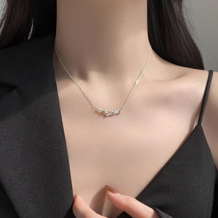 Buddha Stones Bamboo Leaf Design Copper Zircon Wealth Necklace Pendant - image 6