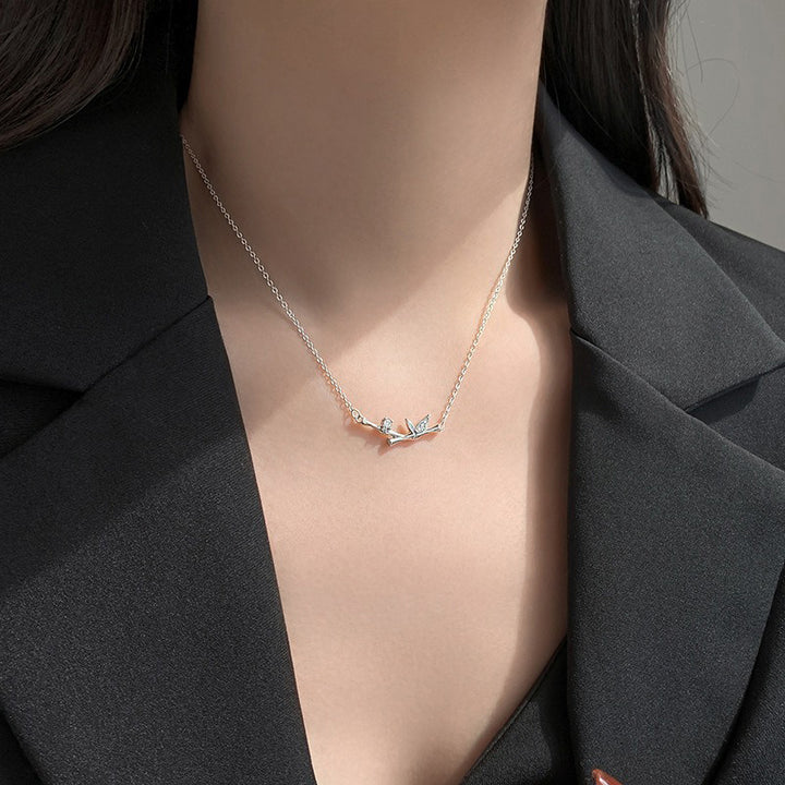 Buddha Stones Bamboo Leaf Design Copper Zircon Wealth Necklace Pendant - image 7