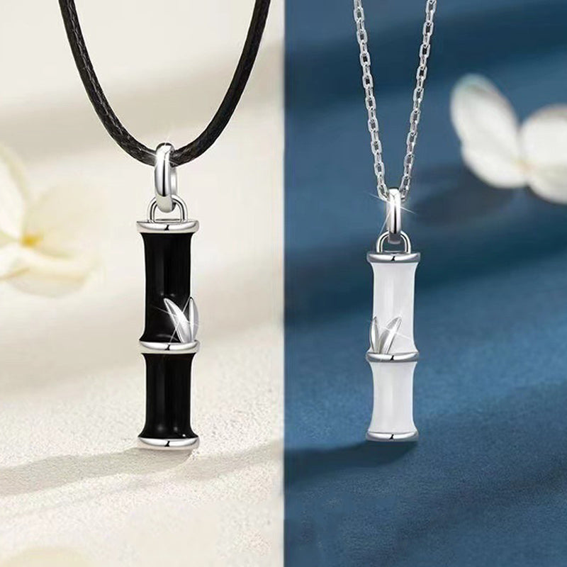 Buddha Stones Bamboo Design Copper Luck Couple Necklace Pendant - image 0