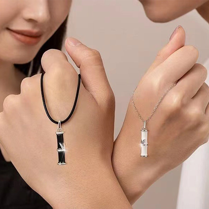 Buddha Stones Bamboo Design Copper Luck Couple Necklace Pendant - image 9