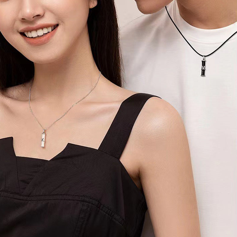 Buddha Stones Bamboo Design Copper Luck Couple Necklace Pendant - image 7