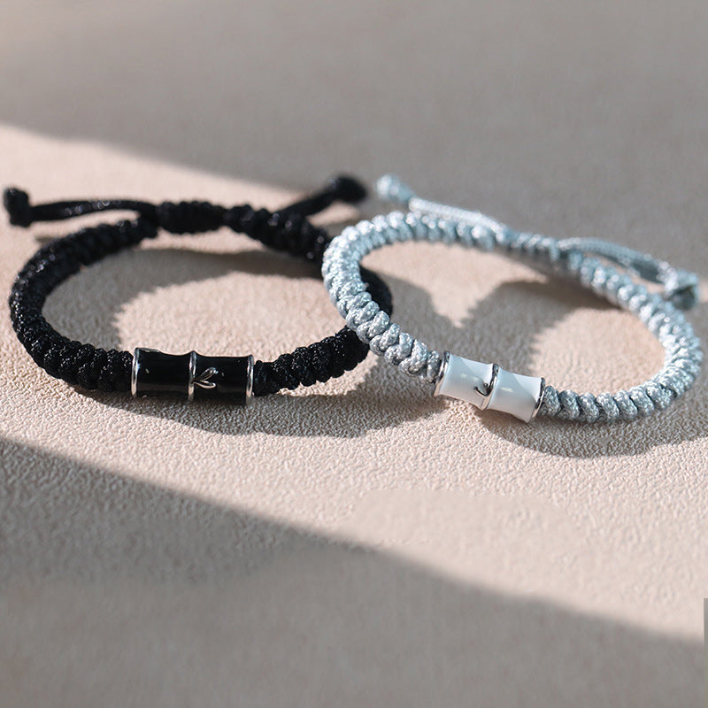 Buddha Stones Bamboo Pattern Healing Couple Rope Bracelet - image 5