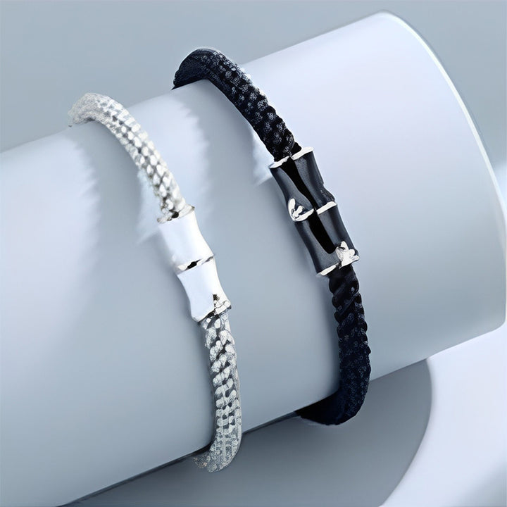 Buddha Stones Bamboo Pattern Healing Couple Rope Bracelet - image 3