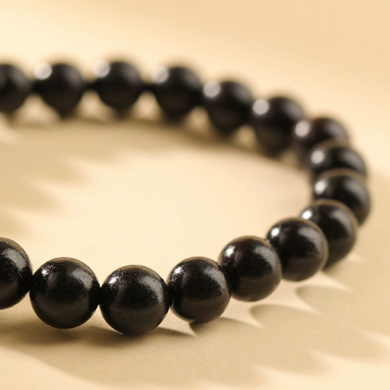Buddha Stones Cute Ebony Wood Cat Head Pattern Peace Bracelet - image 3