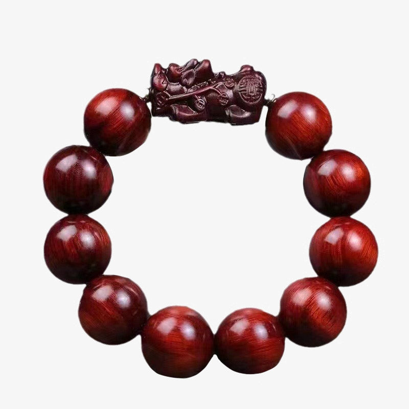 Buddha Stones Small Leaf Red Sandalwood PiXiu Protection Bracelet - image 5