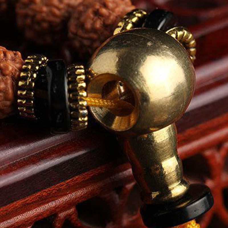 Buddha Stones 108 Mala Beads Rudraksha Bodhi Seed Dzi Bead Luck Wealth Bracelet - image 3