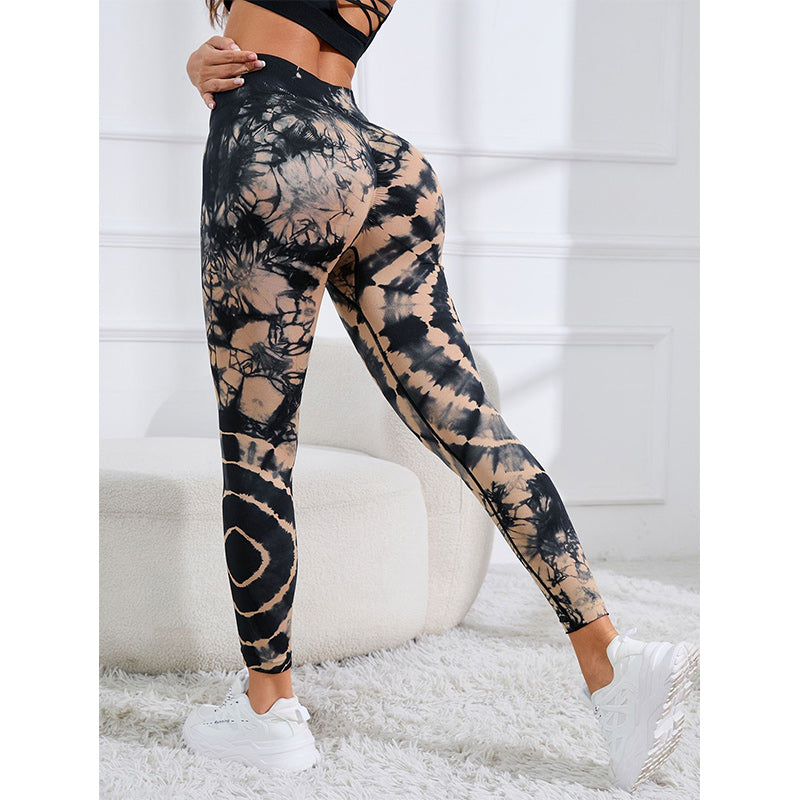 Buddha Stones Tie Dye Print Pants Sports Fitness Yoga High Waist Leggings Women's Yoga Pants - image 4