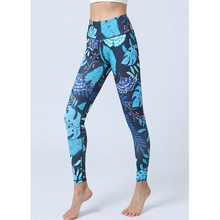 Buddha Stones Leaves Print Pants Sports Fitness Yoga High Waist Leggings Women's Yoga Pants - image 6