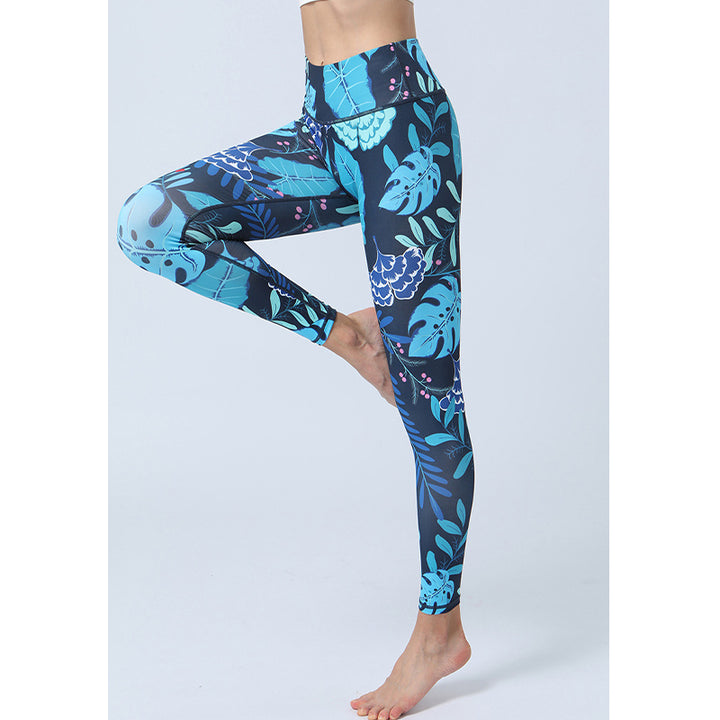 Buddha Stones Leaves Print Pants Sports Fitness Yoga High Waist Leggings Women's Yoga Pants - image 5