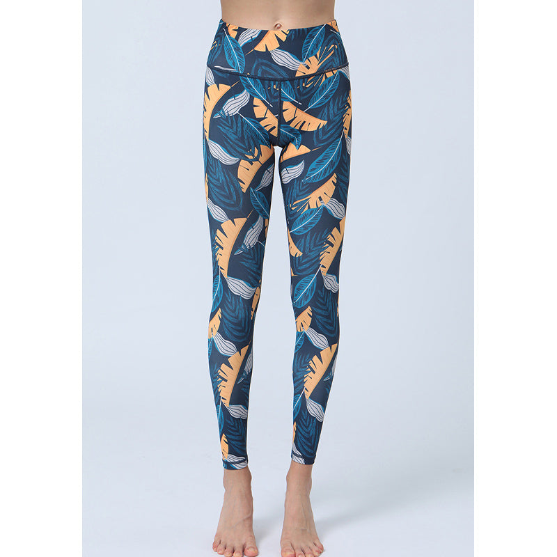 Buddha Stones Leaves Print Pants Sports Fitness Yoga High Waist Leggings Women's Yoga Pants - image 12