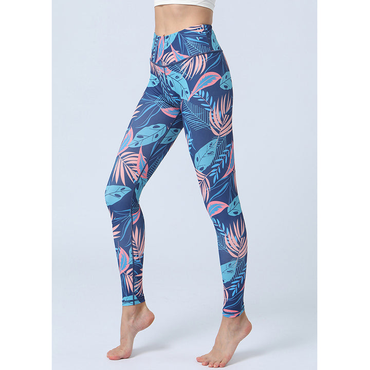Buddha Stones Leaves Print Pants Sports Fitness Yoga High Waist Leggings Women's Yoga Pants - image 16