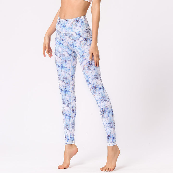 Buddha Stones Multicolored Print Flowers Pants Sports Exercise Fitness High Waist Leggings Women's Yoga Pants - Blue - US8-10，UK/AU12-14，EU40-42 (XL) - image 18