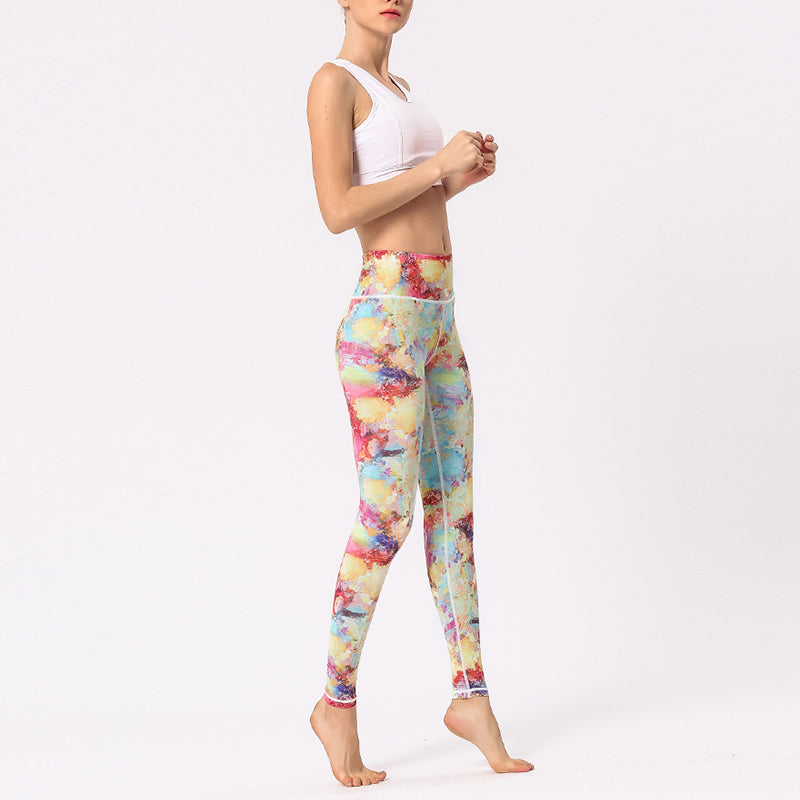Buddha Stones Multicolored Print Flowers Pants Sports Exercise Fitness High Waist Leggings Women's Yoga Pants - image 3