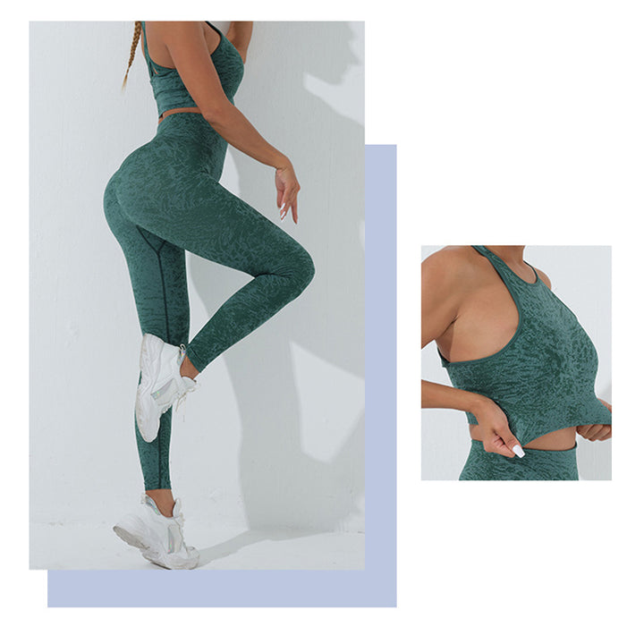 Buddha Stones 2Pcs Seamless Print Fitness Crop Tank Top Pants Sports Gym Outfits Women's Yoga Sets - image 11