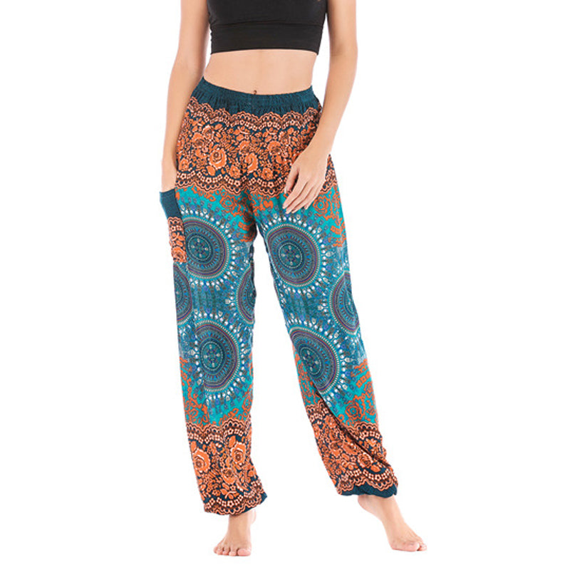 Buddha Stones Boho Loose Harem Trousers Women's Yoga Pants - Orange Blue-US2-8/10，UK/AU6-12/14，EU34-40/42 (F) - image 32
