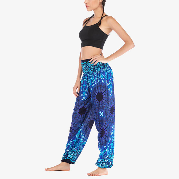 Buddha Stones Geometric Mandala Pattern Loose Harem Trousers High Waist Women's Yoga Pants - image 16