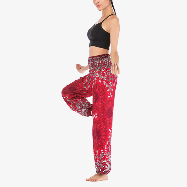 Buddha Stones Geometric Mandala Pattern Loose Harem Trousers High Waist Women's Yoga Pants - image 20