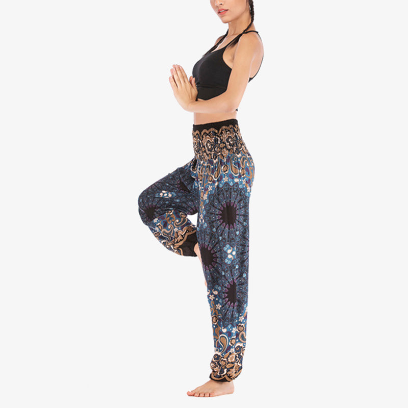 Buddha Stones Geometric Mandala Pattern Loose Harem Trousers High Waist Women's Yoga Pants - image 33