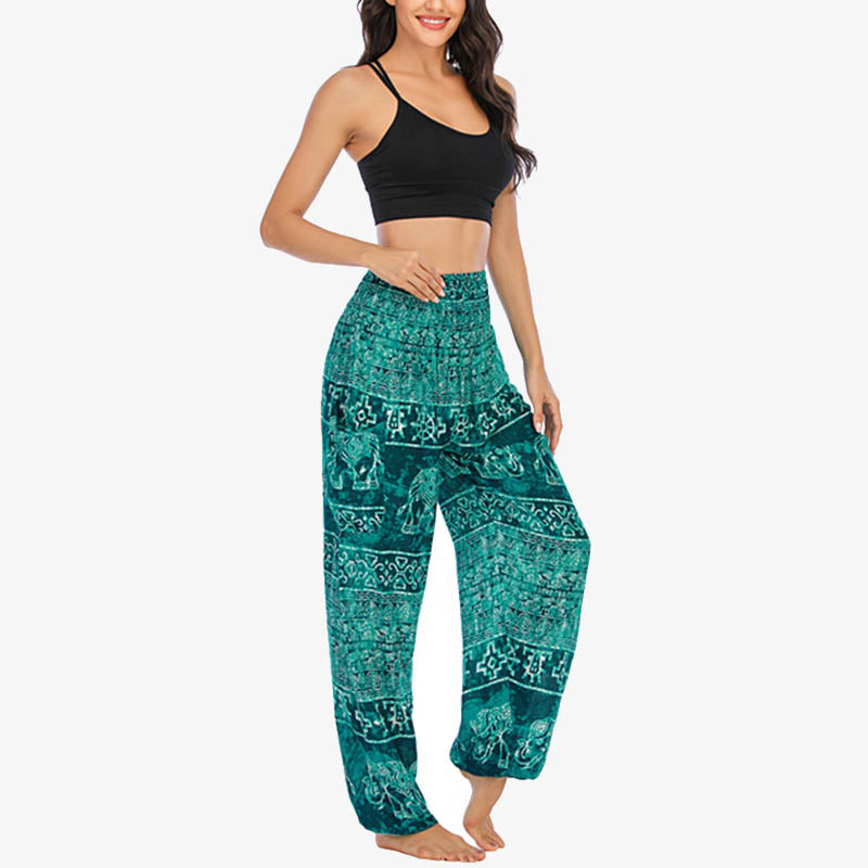 Buddha Stones Elephant Pattern Loose Casual Harem Trousers High Waist Women's Yoga Pants - image 14