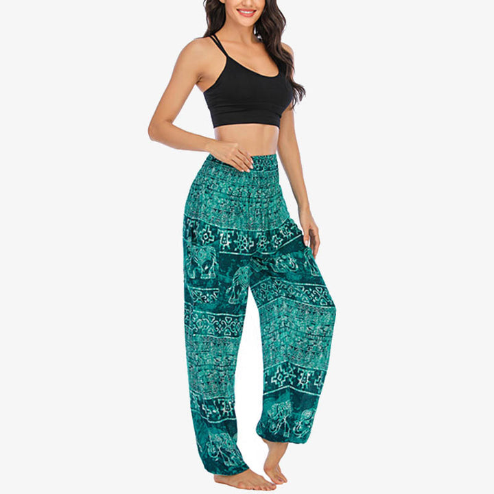 Buddha Stones Elephant Pattern Loose Casual Harem Trousers High Waist Women's Yoga Pants - image 14