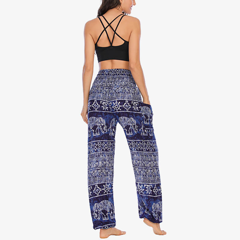 Buddha Stones Elephant Pattern Loose Casual Harem Trousers High Waist Women's Yoga Pants - image 22