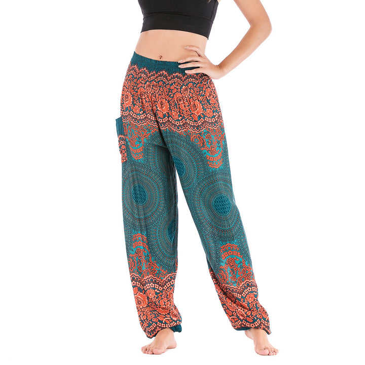 Buddha Stones Round Geometric Pattern Loose Casual Harem Trousers High Waist Women's Yoga Pants - Green-US2-8/10，UK/AU6-12/14，EU34-40/42 (F) - image 19
