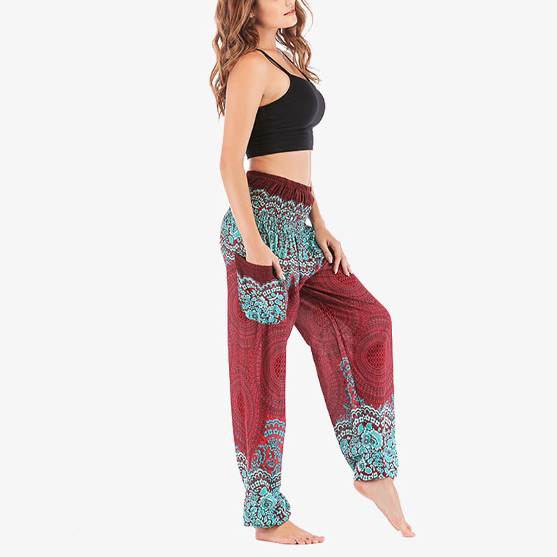 Buddha Stones Round Geometric Pattern Loose Casual Harem Trousers High Waist Women's Yoga Pants - image 7