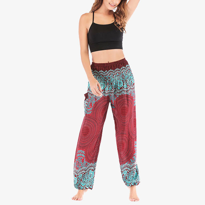 Buddha Stones Round Geometric Pattern Loose Casual Harem Trousers High Waist Women's Yoga Pants - image 2