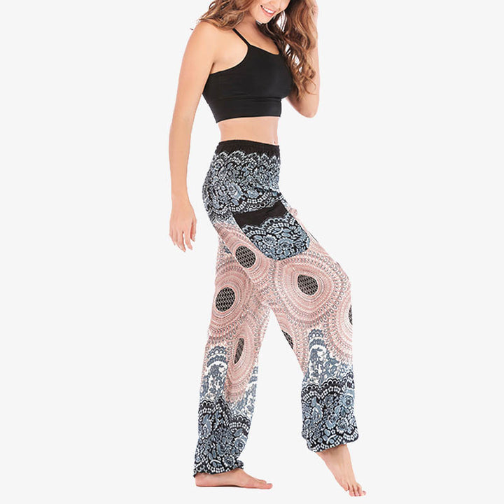 Buddha Stones Round Geometric Pattern Loose Casual Harem Trousers High Waist Women's Yoga Pants - image 17