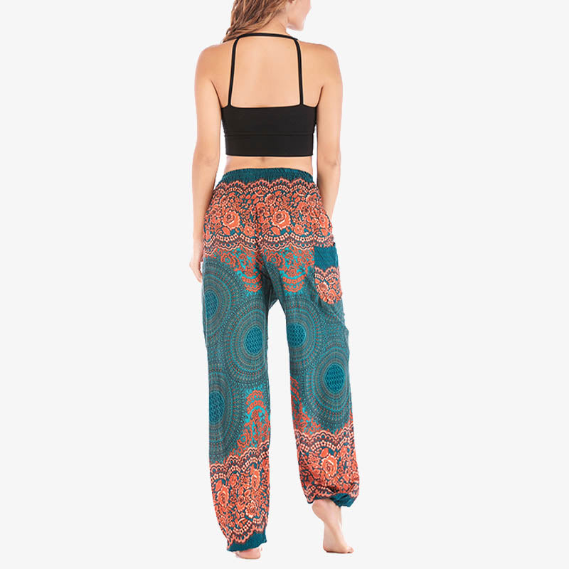 Buddha Stones Round Geometric Pattern Loose Casual Harem Trousers High Waist Women's Yoga Pants - image 22