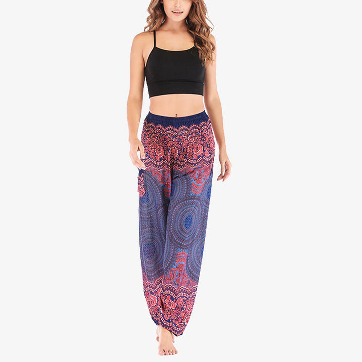 Buddha Stones Round Geometric Pattern Loose Casual Harem Trousers High Waist Women's Yoga Pants - image 31
