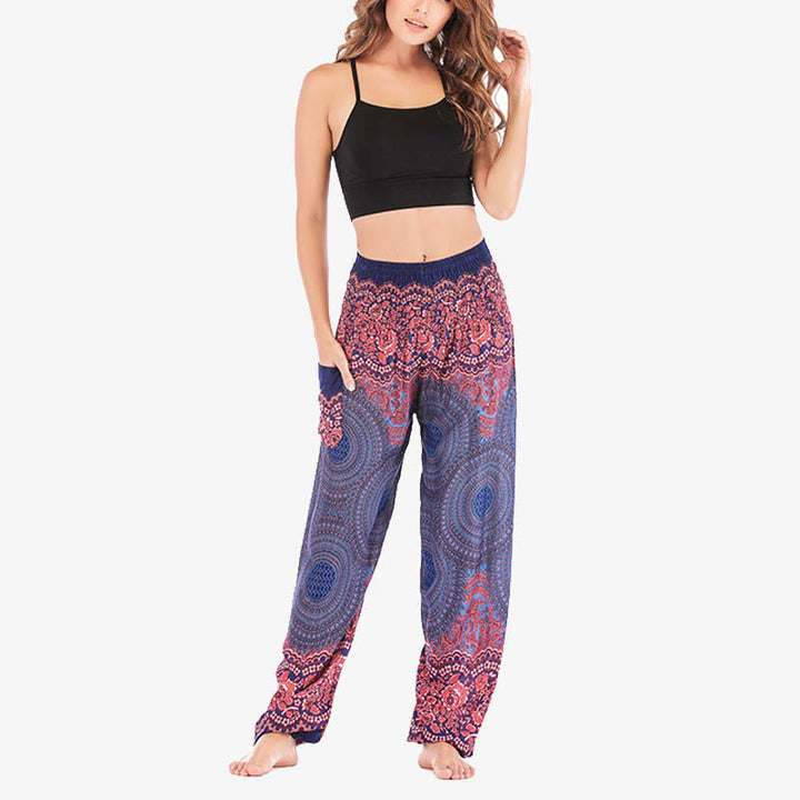 Buddha Stones Round Geometric Pattern Loose Casual Harem Trousers High Waist Women's Yoga Pants - image 30