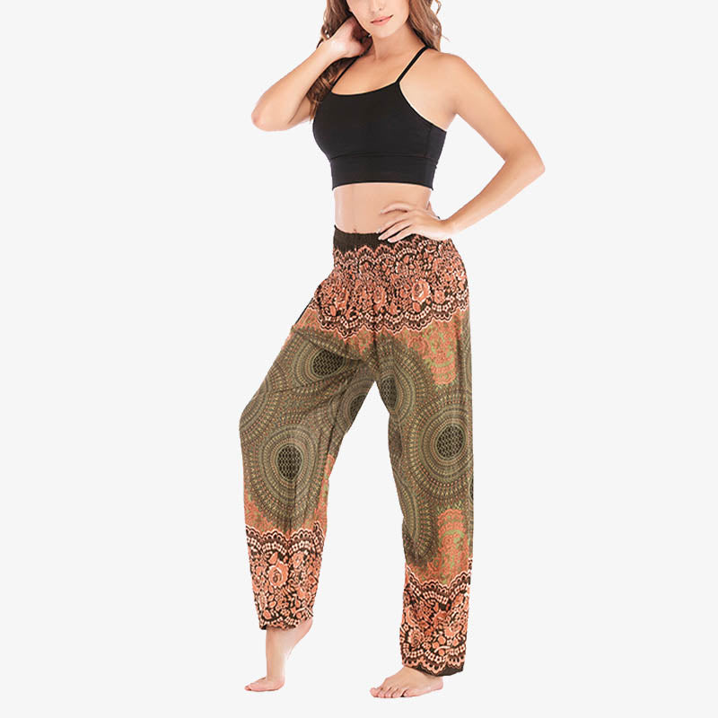 Buddha Stones Round Geometric Pattern Loose Casual Harem Trousers High Waist Women's Yoga Pants - image 46
