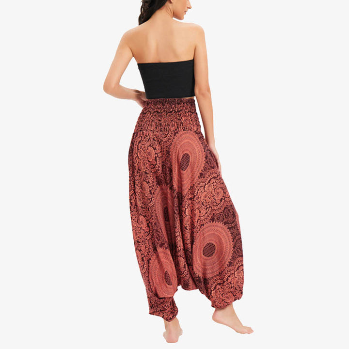 Buddha Stones Two Style Wear Round Geometric Loose Casual Harem Trousers Jumpsuit Women's Yoga Pants - image 12