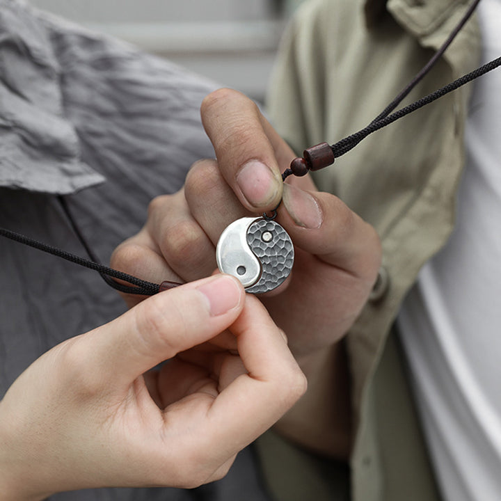 Buddha Stones 990 Sterling Silver Yin Yang Balance Harmony Necklace Pendant - image 4