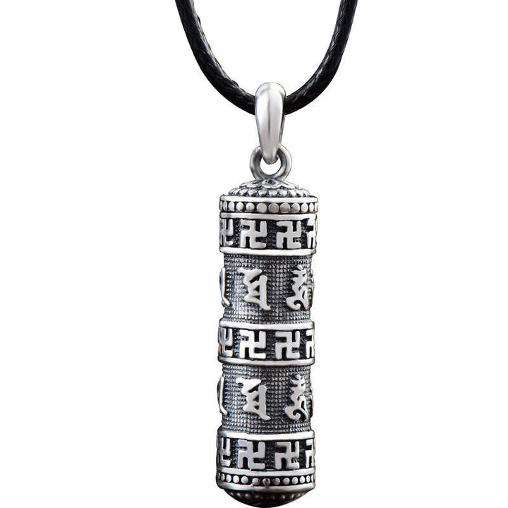Buddha Stones Tibetan Om Mani Padme Hum Buddha Swastika Luck Necklace Pendant - image 3