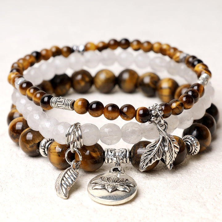 Buddha Stones 3PCS Natural Quartz Crystal Beaded Healing Energy Lotus Bracelet - image 26