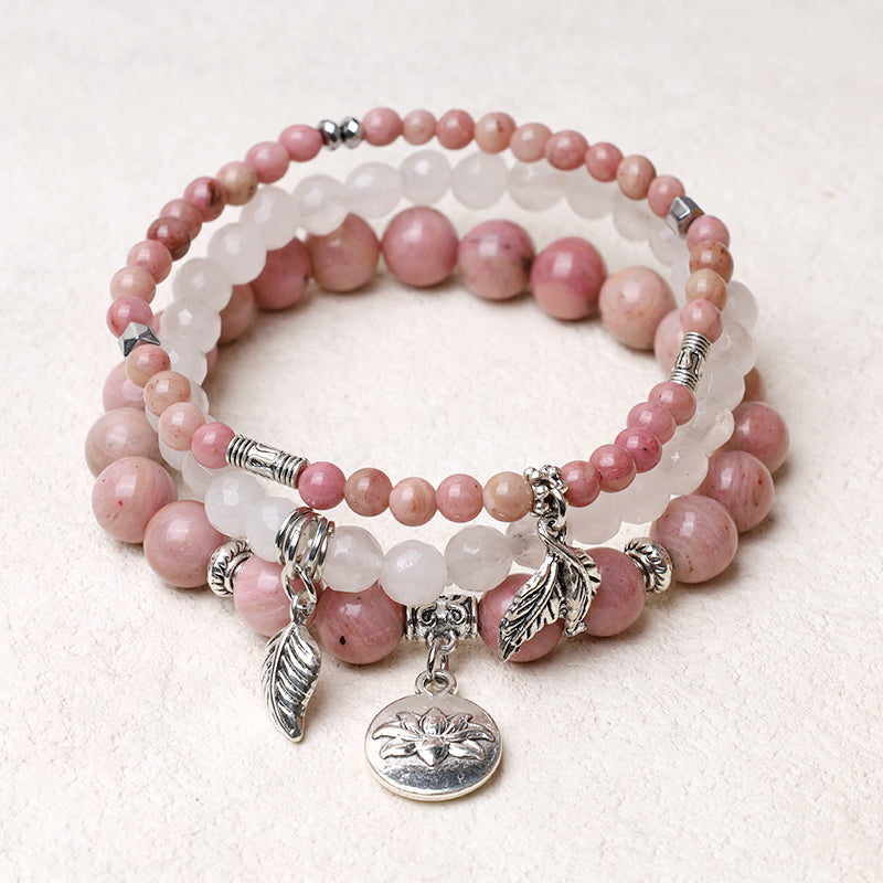 Buddha Stones 3PCS Natural Quartz Crystal Beaded Healing Energy Lotus Bracelet - image 13