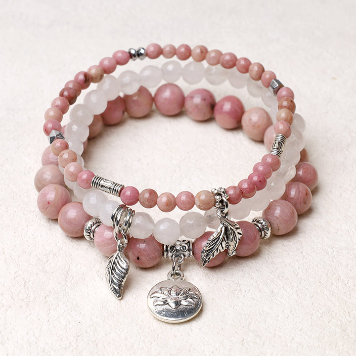 Buddha Stones 3PCS Natural Quartz Crystal Beaded Healing Energy Lotus Bracelet - image 13