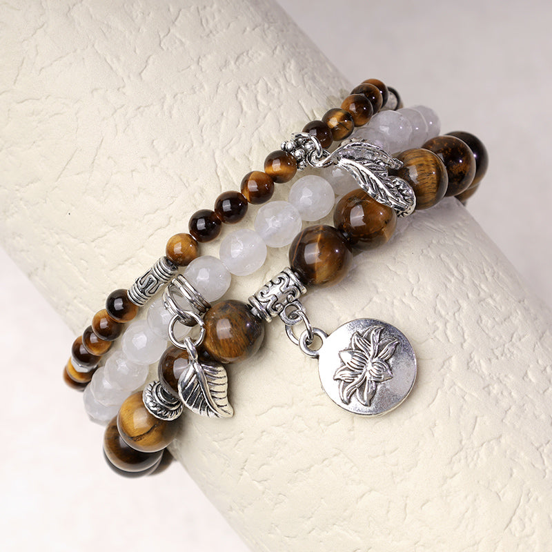 Buddha Stones 3PCS Natural Quartz Crystal Beaded Healing Energy Lotus Bracelet - image 27