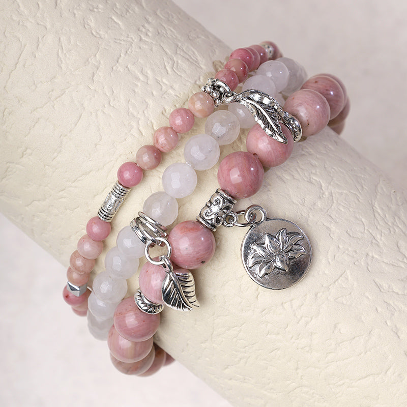 Buddha Stones 3PCS Natural Quartz Crystal Beaded Healing Energy Lotus Bracelet - image 15