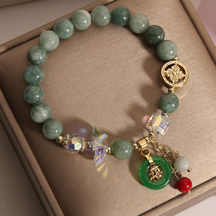 Buddha Stones Strawberry Quartz Jade Fu Character Charm Healing Bracelet - image 12