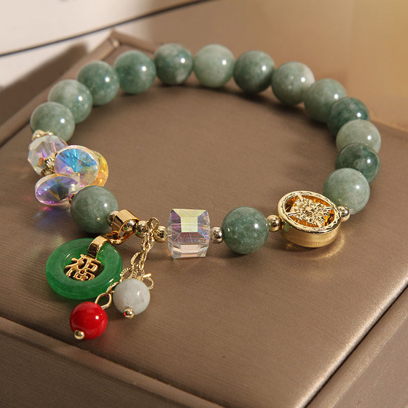 Buddha Stones Strawberry Quartz Jade Fu Character Charm Healing Bracelet - image 13