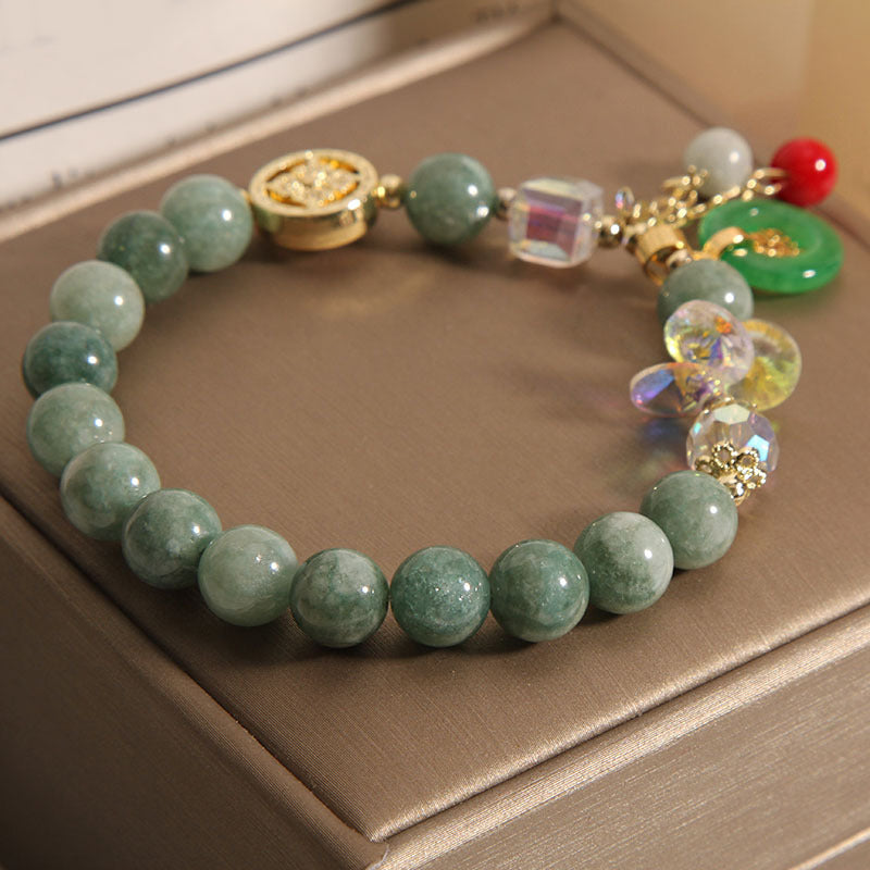 Buddha Stones Strawberry Quartz Jade Fu Character Charm Healing Bracelet - image 16
