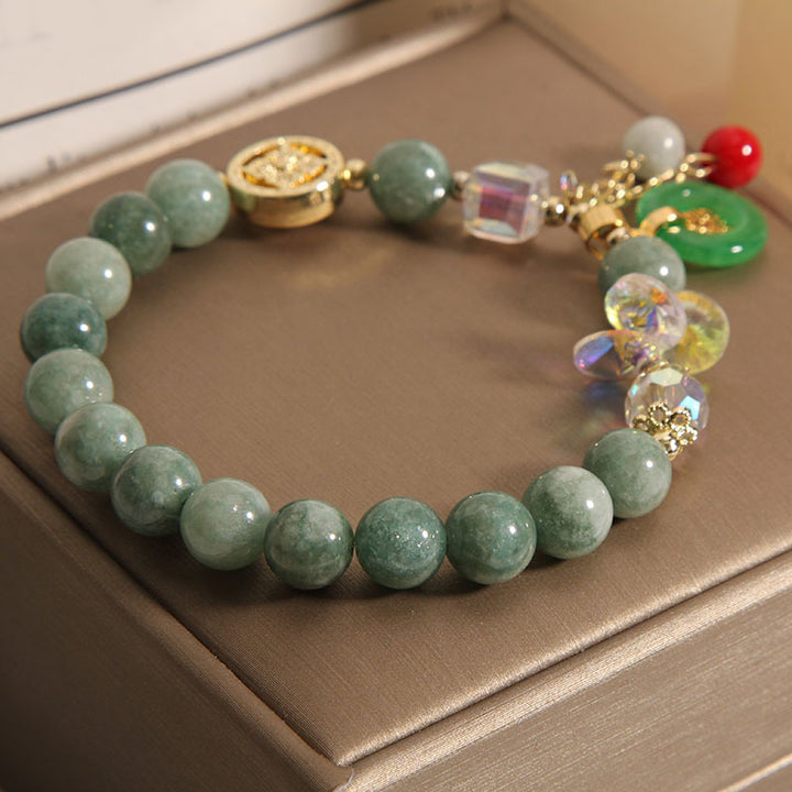 Buddha Stones Strawberry Quartz Jade Fu Character Charm Healing Bracelet - image 16