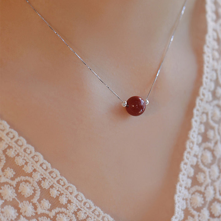 Buddha Stones 925 Sterling Silver Cinnabar Bead Calm Blessing Necklace Pendant - image 8