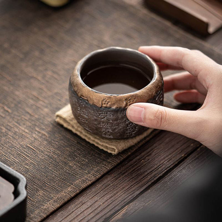Buddha Stones Heart Sutra Engraved Ceramic Teacup Kung Fu Tea Cup 130ml - image 3