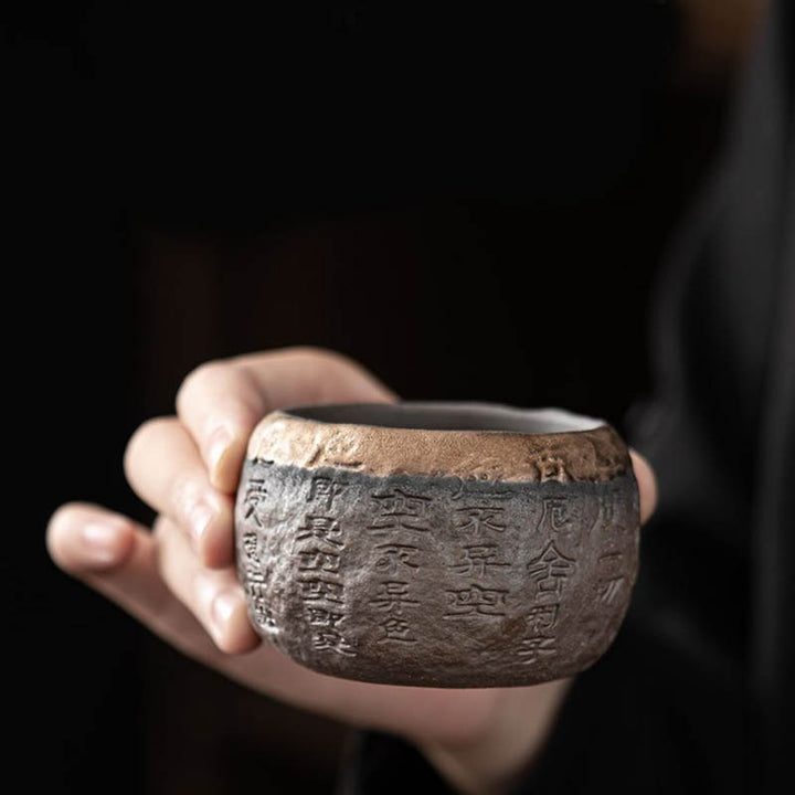 Buddha Stones Heart Sutra Engraved Ceramic Teacup Kung Fu Tea Cup 130ml - image 2